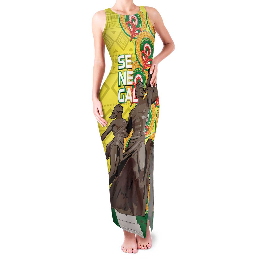 Senegal African Renaissance Monument Family Matching Tank Maxi Dress and Hawaiian Shirt Ankara Pattern