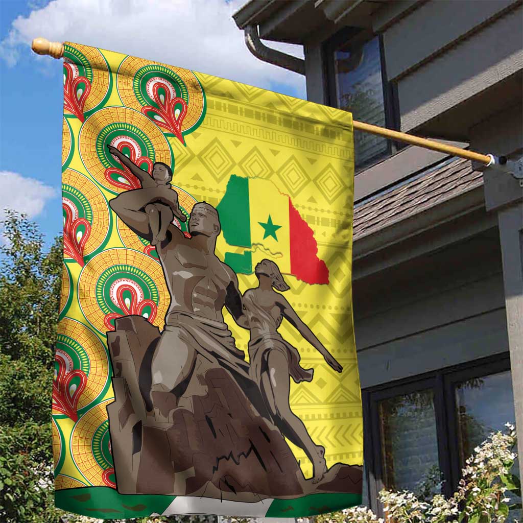 Senegal African Renaissance Monument Garden Flag Ankara Pattern