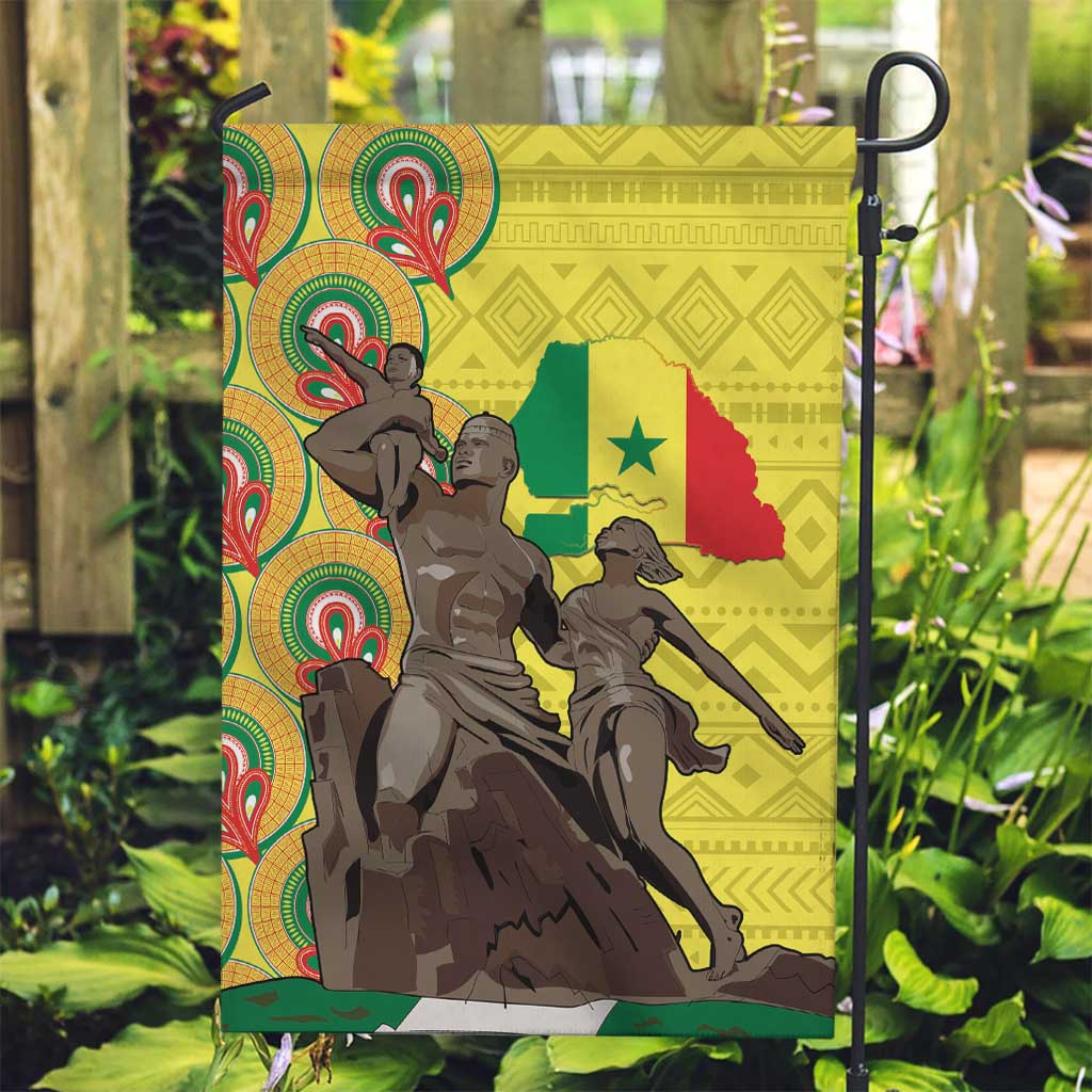 Senegal African Renaissance Monument Garden Flag Ankara Pattern