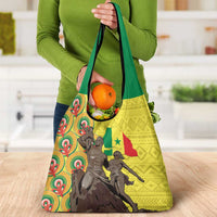 Senegal African Renaissance Monument Grocery Bag Ankara Pattern