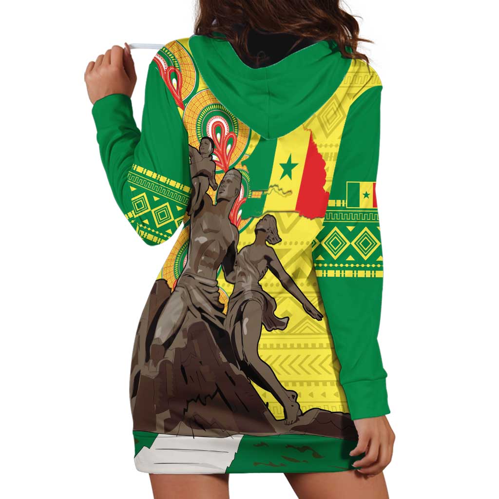 Senegal African Renaissance Monument Hoodie Dress Ankara Pattern