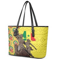 Senegal African Renaissance Monument Leather Tote Bag Ankara Pattern