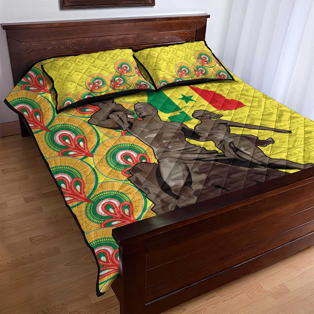 Senegal African Renaissance Monument Quilt Bed Set Ankara Pattern