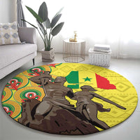 Senegal African Renaissance Monument Round Carpet Ankara Pattern