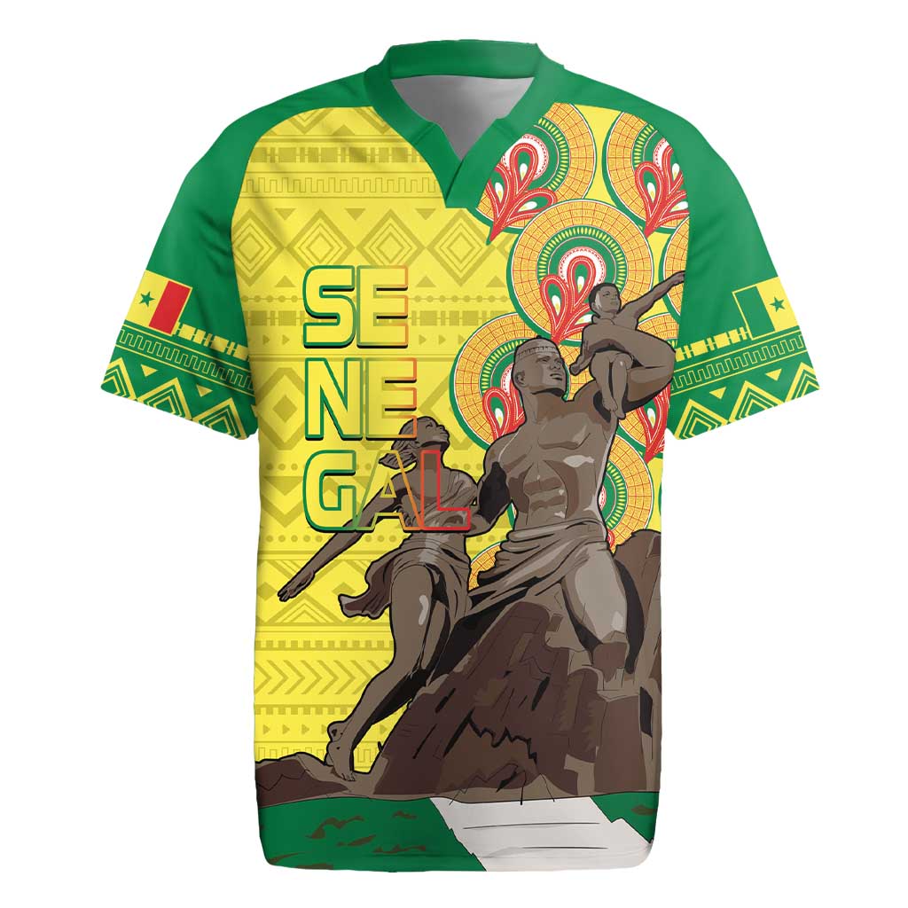 Senegal African Renaissance Monument Rugby Jersey Ankara Pattern