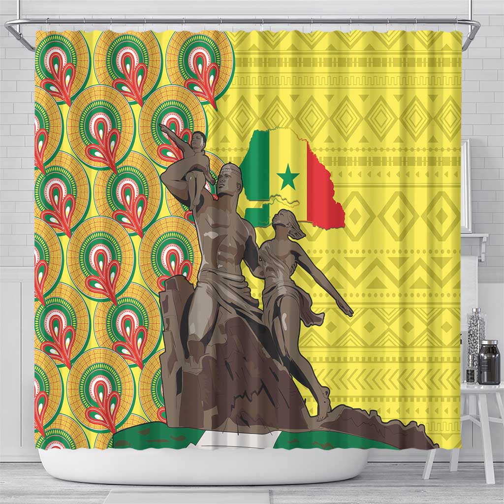 Senegal African Renaissance Monument Shower Curtain Ankara Pattern