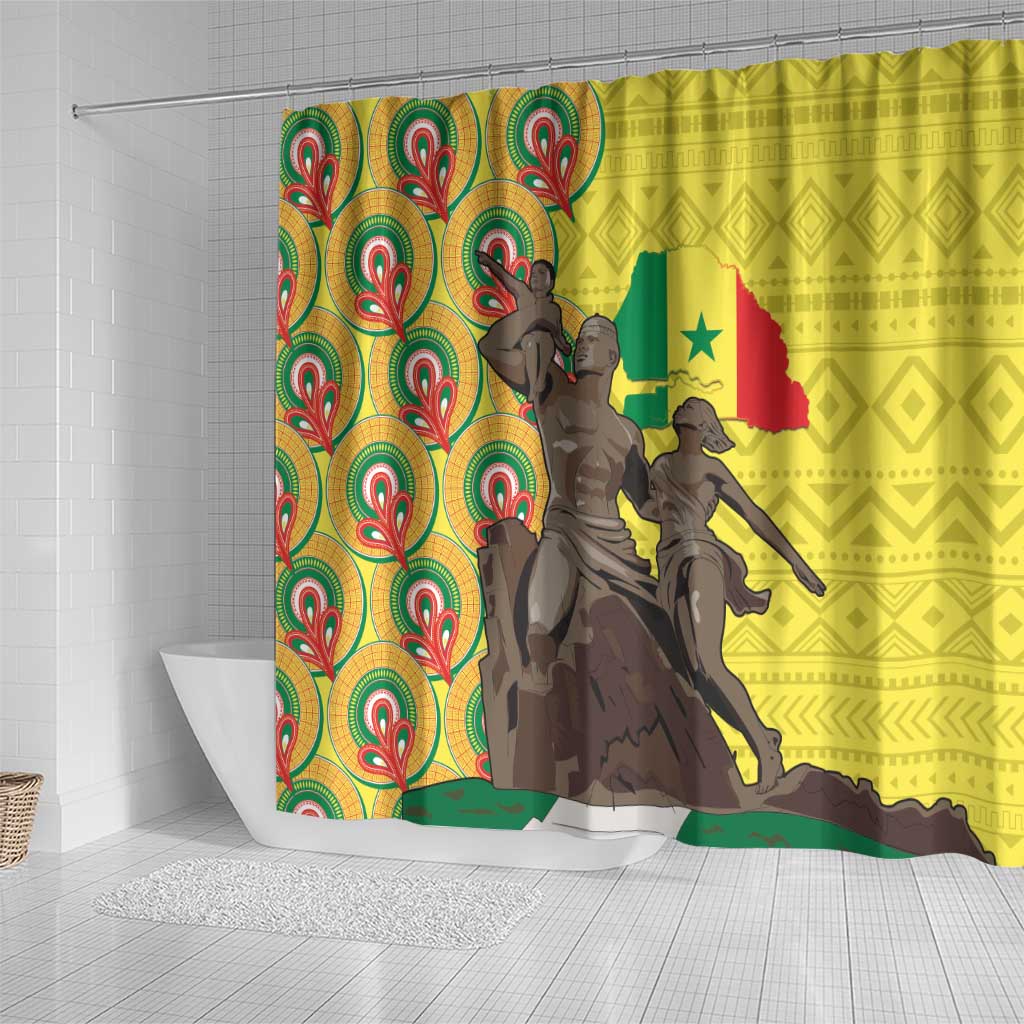 Senegal African Renaissance Monument Shower Curtain Ankara Pattern