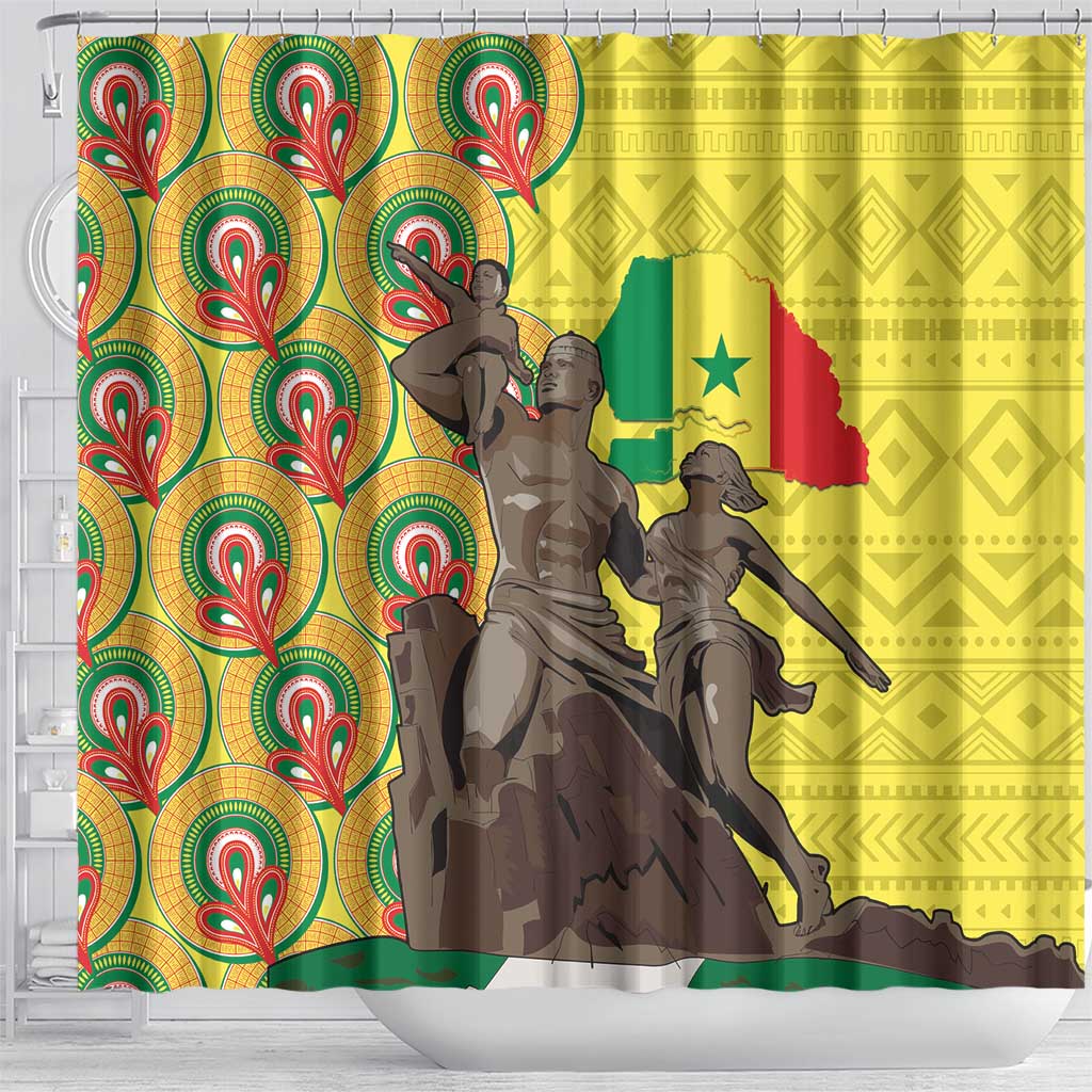 Senegal African Renaissance Monument Shower Curtain Ankara Pattern