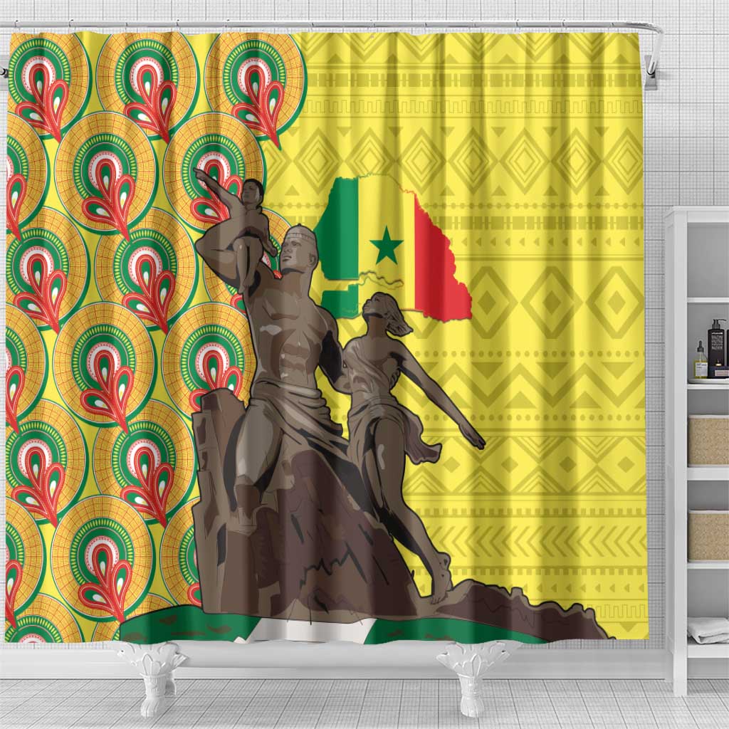 Senegal African Renaissance Monument Shower Curtain Ankara Pattern