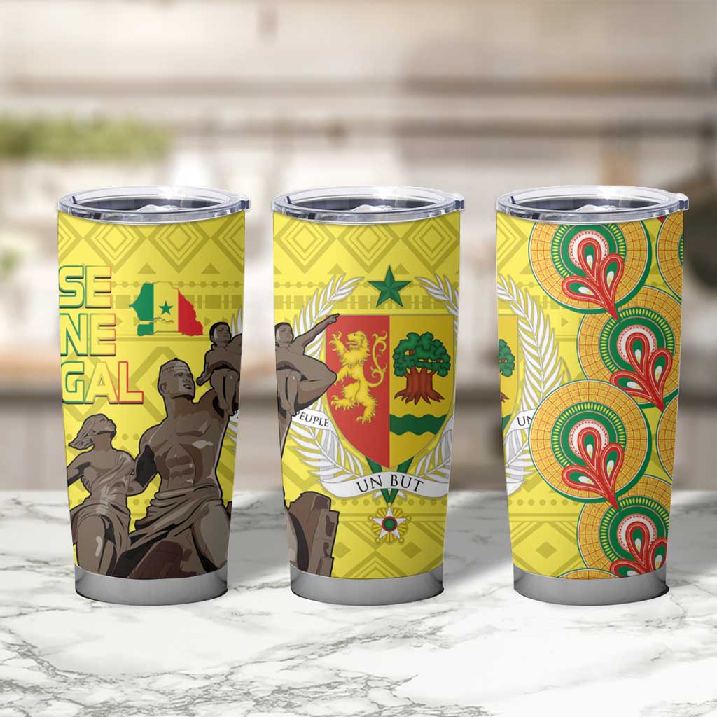 Senegal African Renaissance Monument Tumbler Cup Ankara Pattern