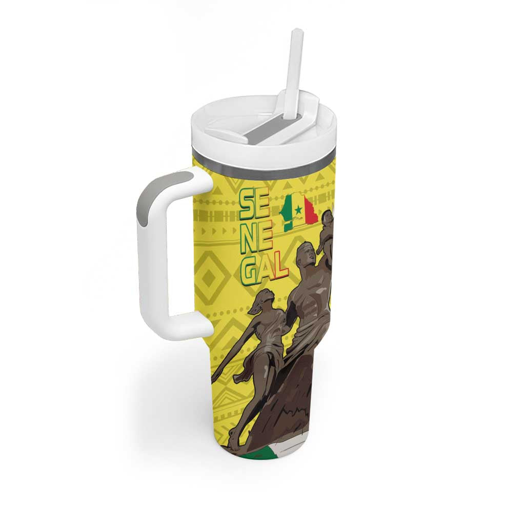 Senegal African Renaissance Monument Tumbler With Handle Ankara Pattern
