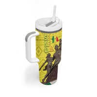 Senegal African Renaissance Monument Tumbler With Handle Ankara Pattern