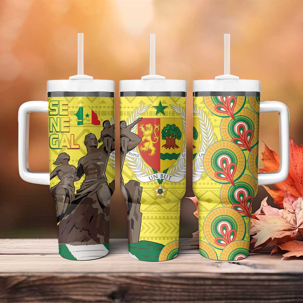 Senegal African Renaissance Monument Tumbler With Handle Ankara Pattern