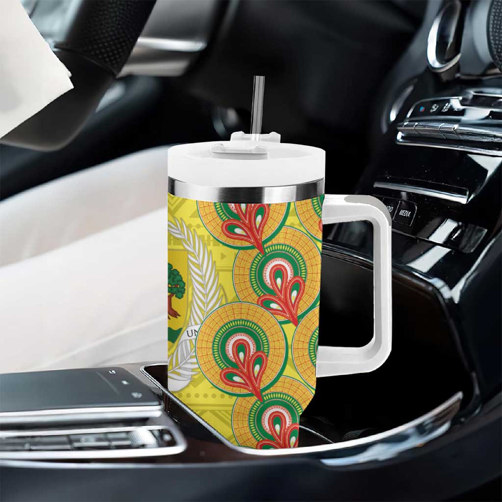 Senegal African Renaissance Monument Tumbler With Handle Ankara Pattern