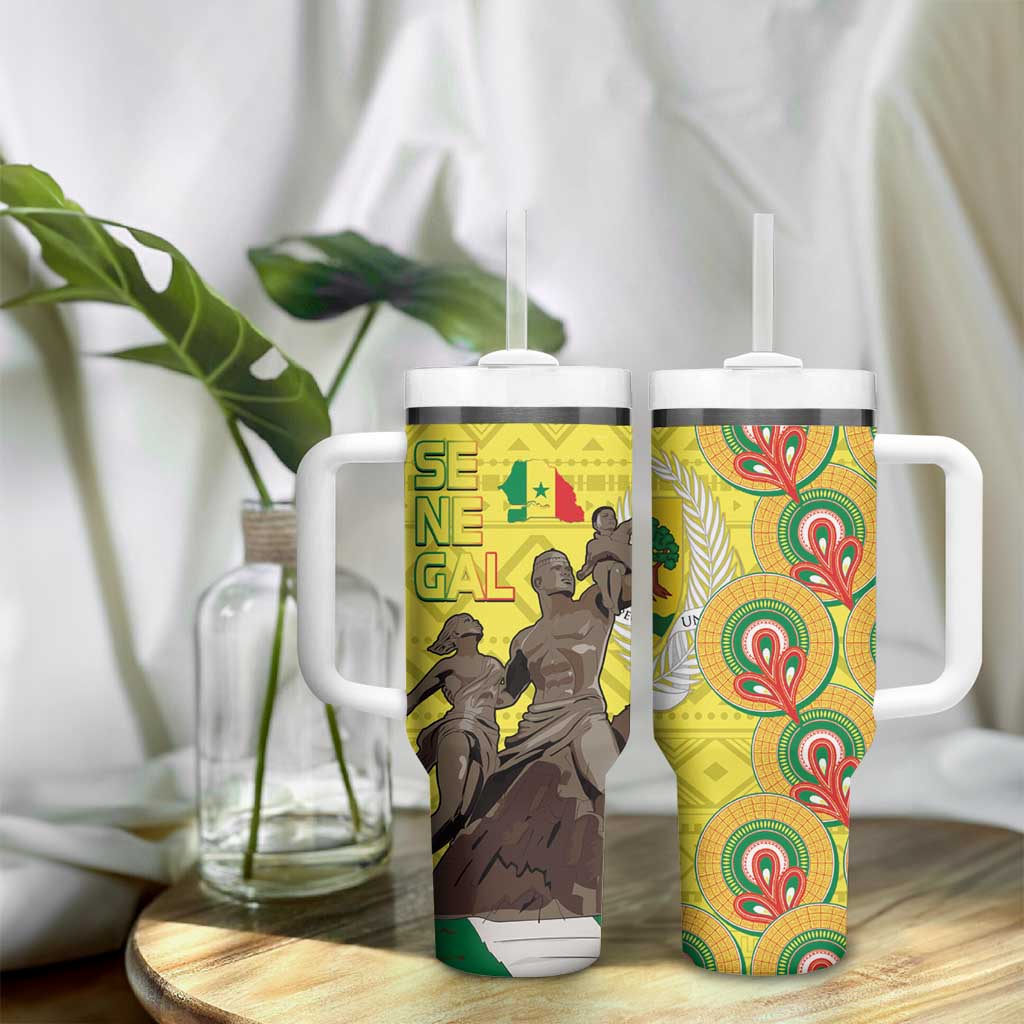 Senegal African Renaissance Monument Tumbler With Handle Ankara Pattern