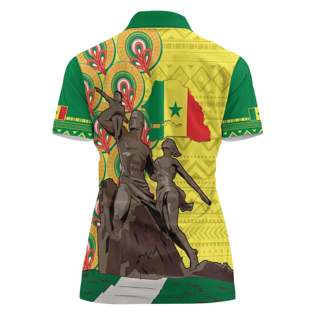 Senegal African Renaissance Monument Women Polo Shirt Ankara Pattern