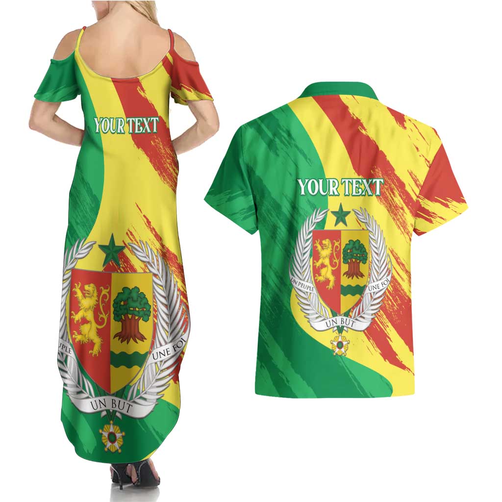 Senegal Independence Day Couples Matching Summer Maxi Dress and Hawaiian Shirt Coat Of Arms Grunge Style