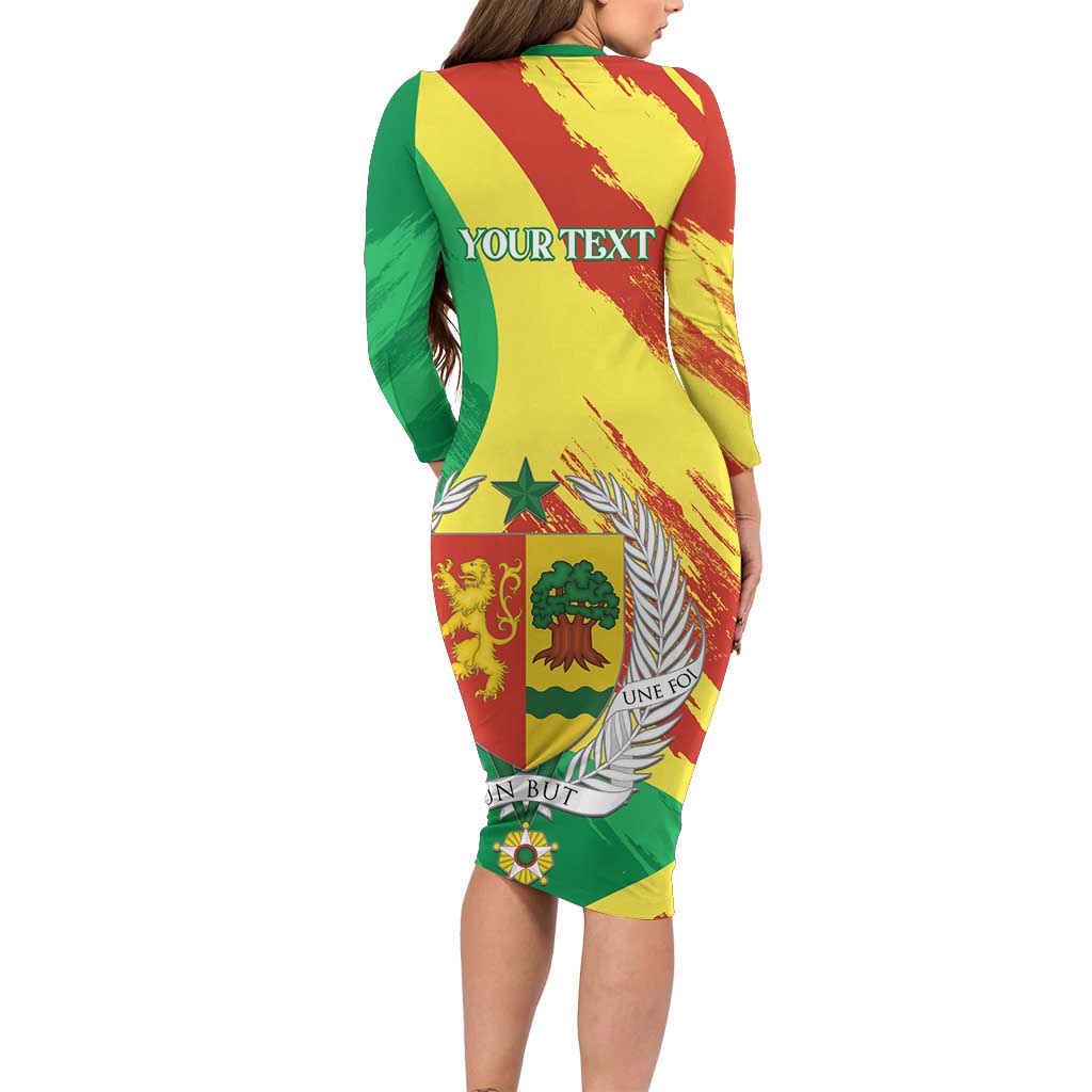 Senegal Independence Day Family Matching Long Sleeve Bodycon Dress and Hawaiian Shirt Coat Of Arms Grunge Style