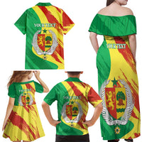 Senegal Independence Day Family Matching Off Shoulder Maxi Dress and Hawaiian Shirt Coat Of Arms Grunge Style