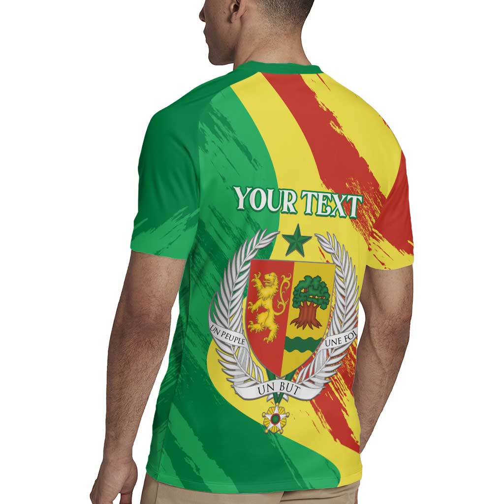 Senegal Independence Day Rugby Jersey Coat Of Arms Grunge Style
