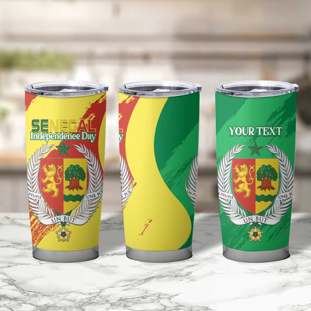 Senegal Independence Day Tumbler Cup Coat Of Arms Grunge Style
