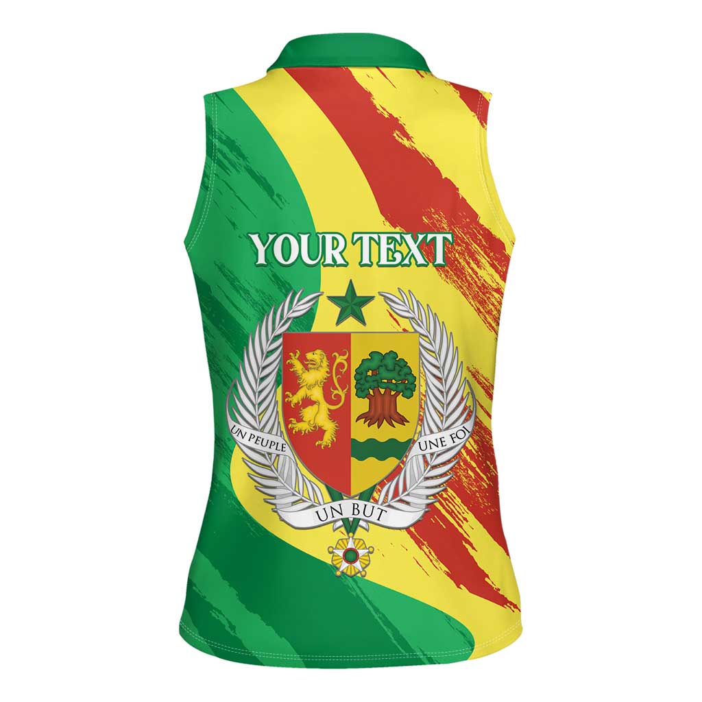 Senegal Independence Day Women Sleeveless Polo Shirt Coat Of Arms Grunge Style