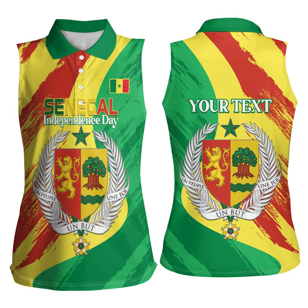 Senegal Independence Day Women Sleeveless Polo Shirt Coat Of Arms Grunge Style