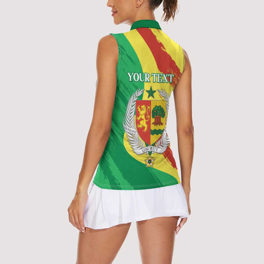 Senegal Independence Day Women Sleeveless Polo Shirt Coat Of Arms Grunge Style
