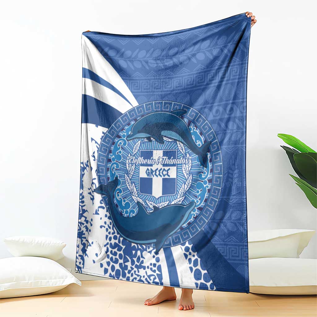 Greece Independence Day Blanket Greek Pattern With Dolphins