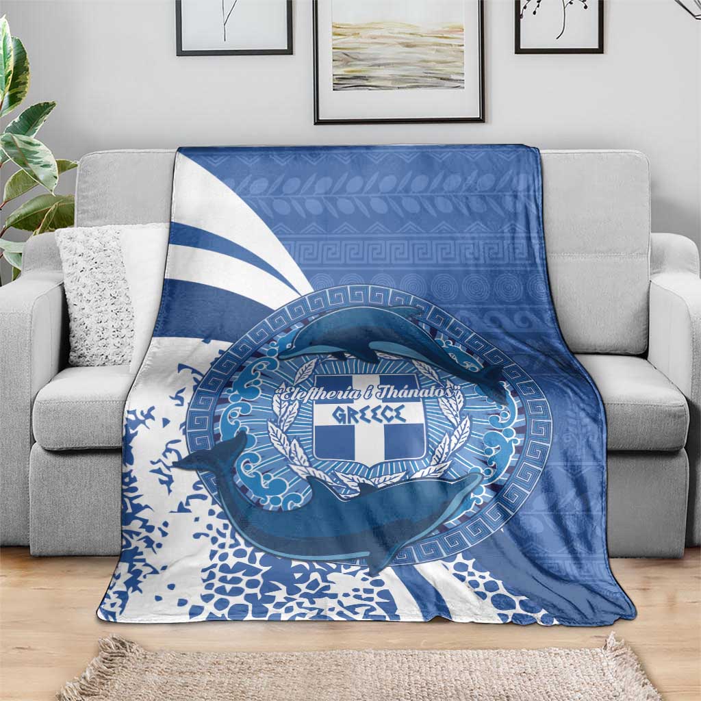 Greece Independence Day Blanket Greek Pattern With Dolphins