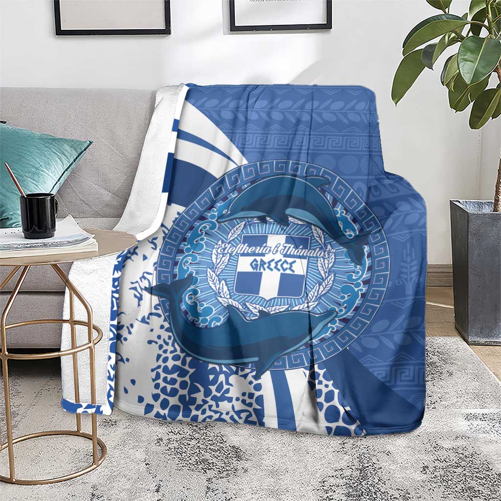 Greece Independence Day Blanket Greek Pattern With Dolphins