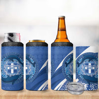 Greece Independence Day 4 in 1 Can Cooler Tumbler Greek Pattern With Dolphins