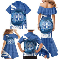 Greece Independence Day Family Matching Mermaid Dress and Hawaiian Shirt Greek Pattern With Dolphins