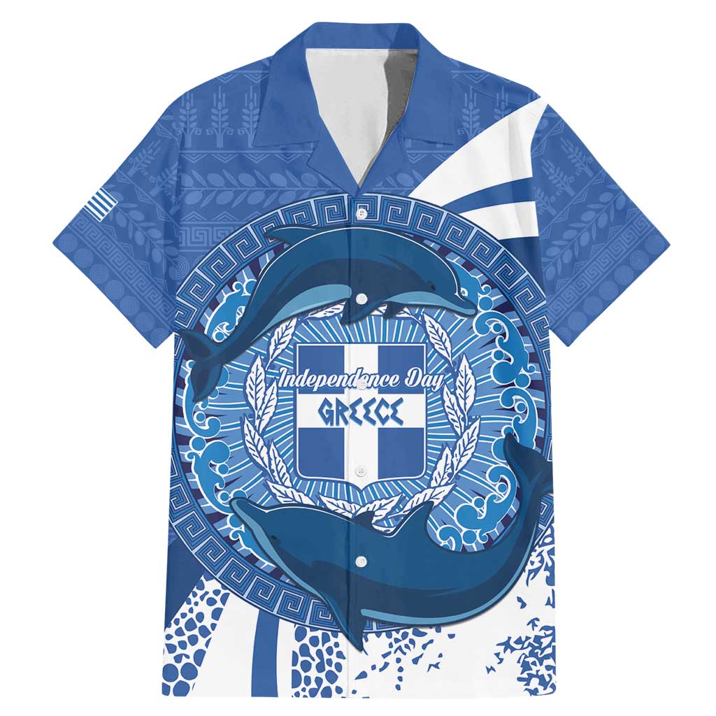 Greece Independence Day Family Matching Mermaid Dress and Hawaiian Shirt Greek Pattern With Dolphins