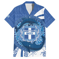 Greece Independence Day Family Matching Off The Shoulder Long Sleeve Dress and Hawaiian Shirt Greek Pattern With Dolphins