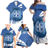 Greece Independence Day Family Matching Off Shoulder Maxi Dress and Hawaiian Shirt Greek Pattern With Dolphins