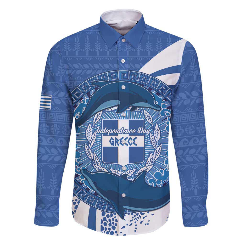 Greece Independence Day Family Matching Puletasi and Hawaiian Shirt Greek Pattern With Dolphins
