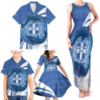 Greece Independence Day Family Matching Tank Maxi Dress and Hawaiian Shirt Greek Pattern With Dolphins