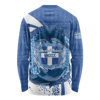 Greece Independence Day Long Sleeve Shirt Greek Pattern With Dolphins