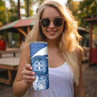 Greece Independence Day Skinny Tumbler Greek Pattern With Dolphins