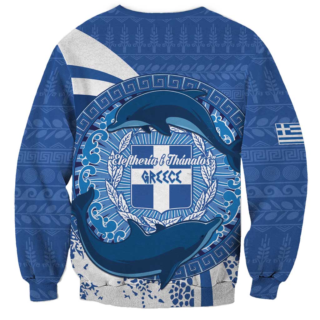 Greece Independence Day Sweatshirt Greek Pattern With Dolphins