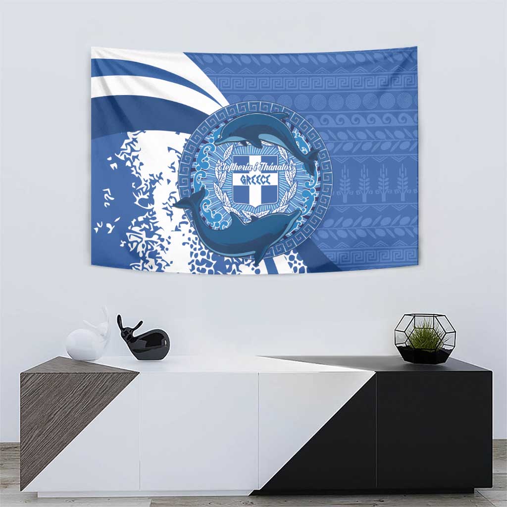 Greece Independence Day Tapestry Greek Pattern With Dolphins