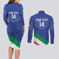 Custom Italy Volleyball Couples Matching Long Sleeve Bodycon Dress and Long Sleeve Button Shirt 2025 Gli Azzurri