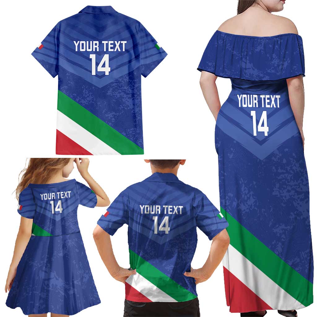 Custom Italy Volleyball Family Matching Off Shoulder Maxi Dress and Hawaiian Shirt 2025 Gli Azzurri