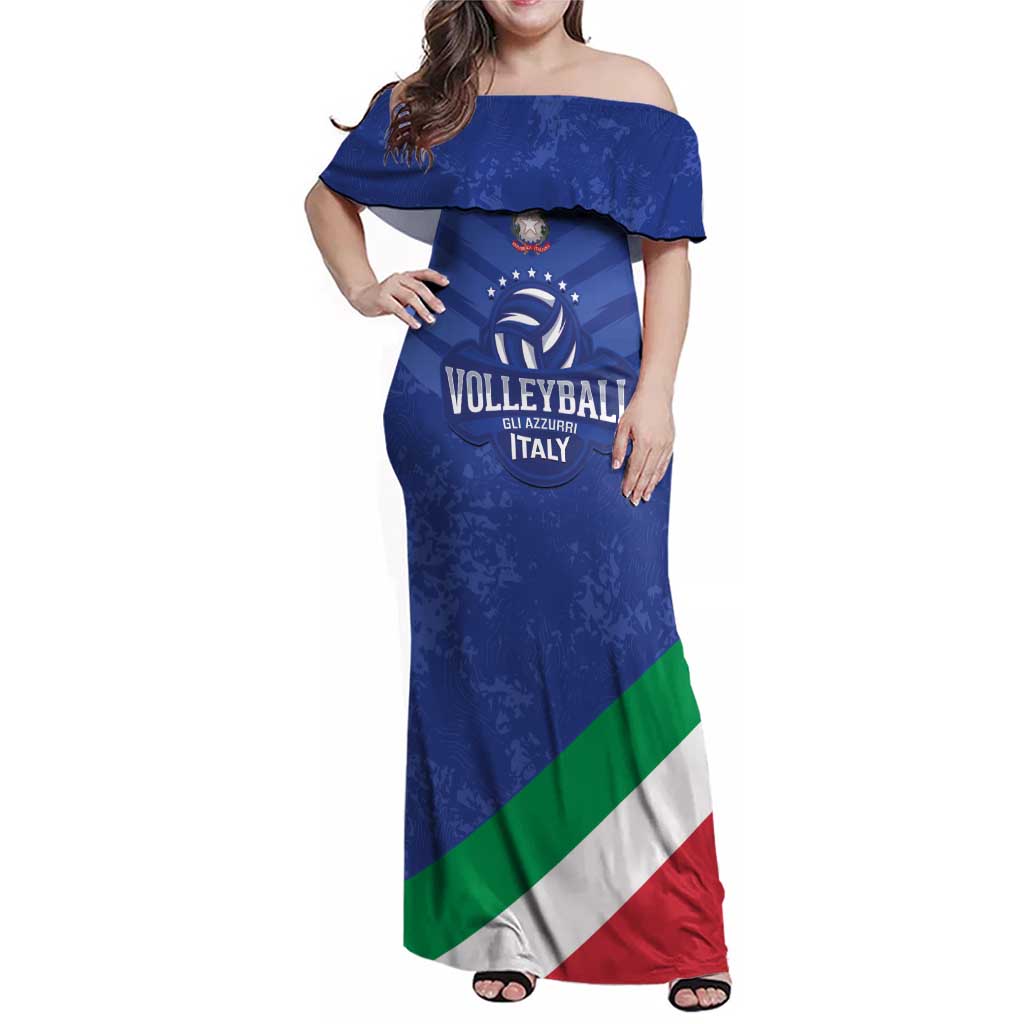 Custom Italy Volleyball Family Matching Off Shoulder Maxi Dress and Hawaiian Shirt 2025 Gli Azzurri