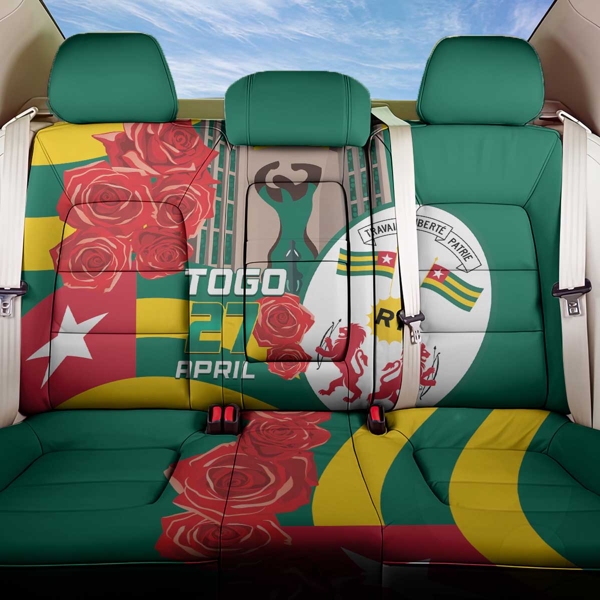 Togo Independence Day Back Car Seat Cover Happy April 27th Coat Of Arms