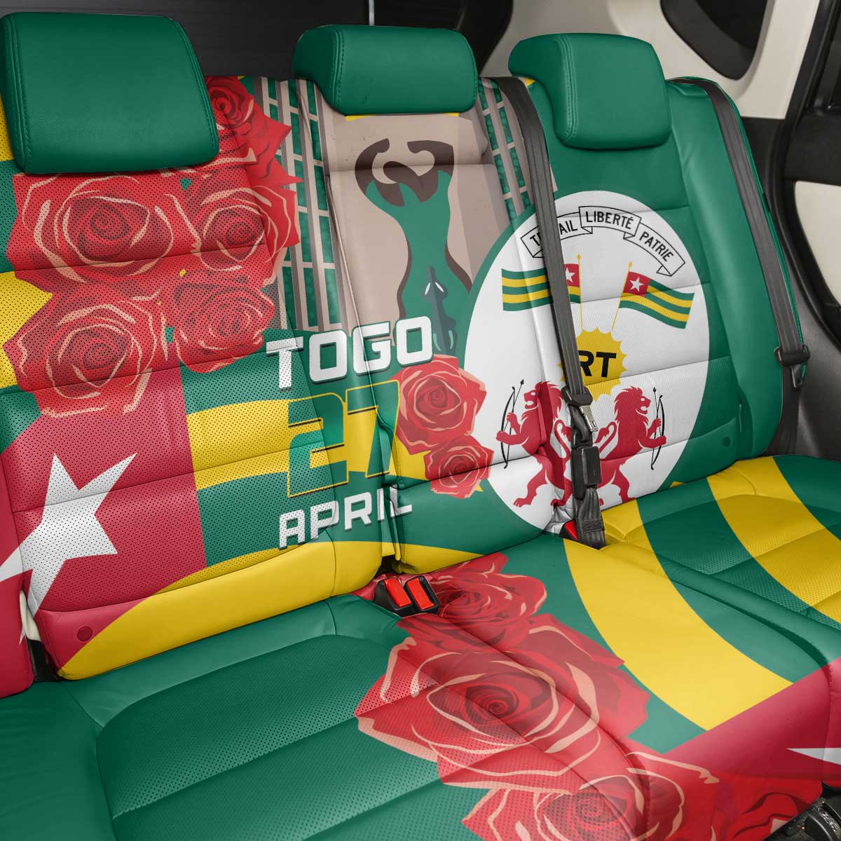 Togo Independence Day Back Car Seat Cover Happy April 27th Coat Of Arms