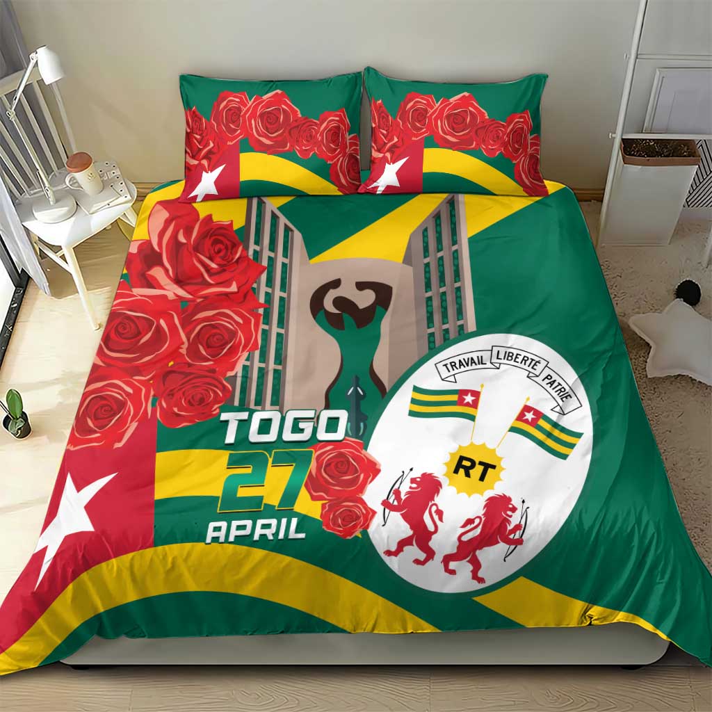 Togo Independence Day Bedding Set Happy April 27th Coat Of Arms
