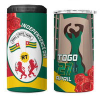 Togo Independence Day 4 in 1 Can Cooler Tumbler Happy April 27th Coat Of Arms