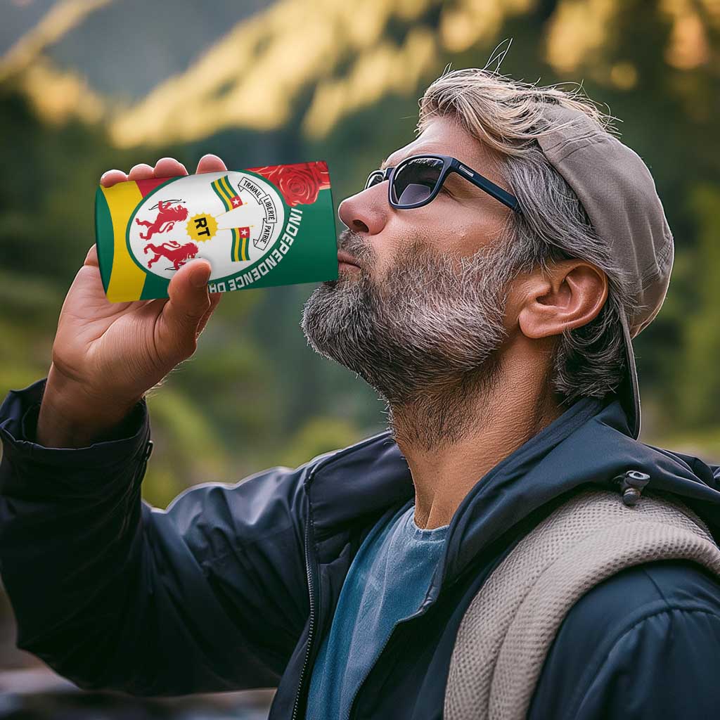 Togo Independence Day 4 in 1 Can Cooler Tumbler Happy April 27th Coat Of Arms